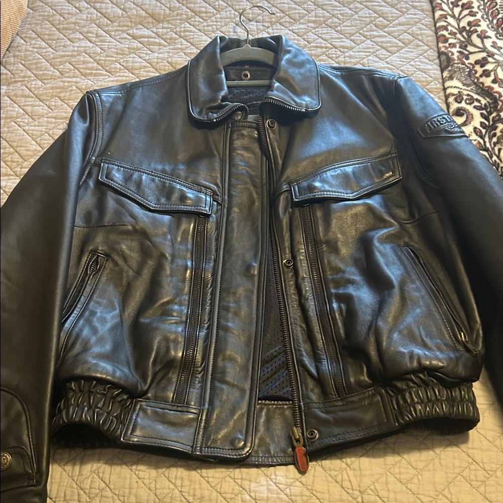 Men's Black Leather Jacket First Gear